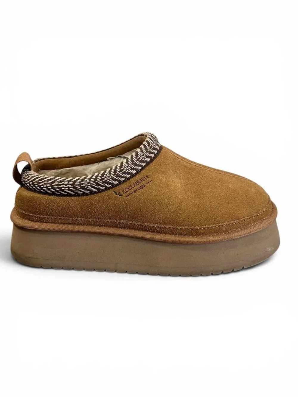 Koolaburra By UGG Womens Burre Platform Suede Slip-On Shoes Chestnut Size 7